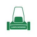 Lawn mower icon. Lawnmower front view silhouette. Lawn mowing logo. Grass care machine. Vector illustration. Royalty Free Stock Photo